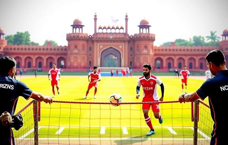Delhi Dynamos FIFA - Authentic Delhi Setting Delhi Dynamos FIFA gameplay showing a match in front of Red Fort with traditional and modern Delhi spectators