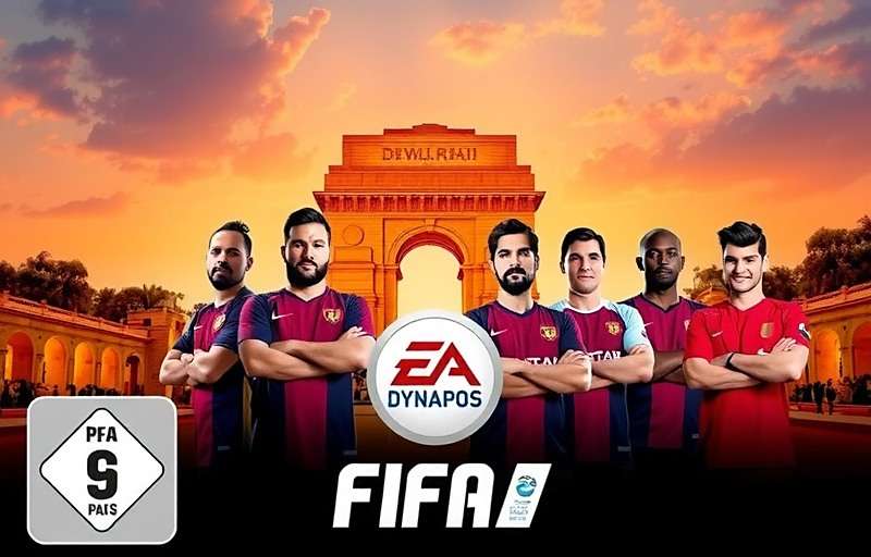 Delhi Dynamos FIFA Official Cover Delhi Dynamos FIFA game cover featuring players in front of India Gate with Delhi skyline
