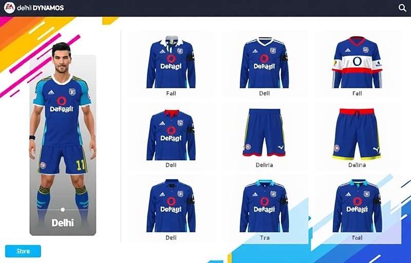 Delhi Dynamos FIFA - Player Customization Delhi Dynamos FIFA player customization screen showing various Delhi-inspired attire options