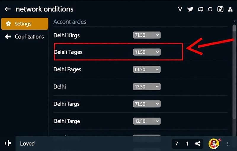 Delhi Dynamos FIFA - Network Settings Delhi Dynamos FIFA settings menu showing network optimization options for Delhi conditions